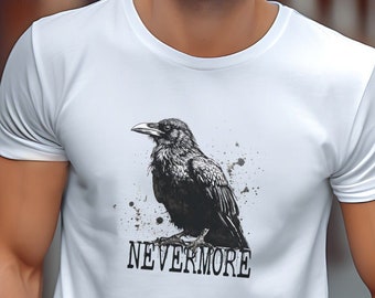 Raven Shirt, Nevermore, Edgar Allen Poe Tshirt, Literary Shirt, Artsy Shirt, Graphic Tee, Raven T-shirt, Halloween Shirt, Poetry Shirt