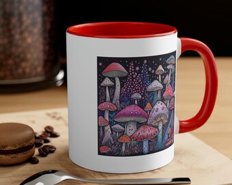 Silkwishes Mushroom Coffee Mug - 11 Oz Boho Cute Mug With "Stay Wild" Quote, Hippie Gift