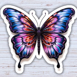 Painted Butterfly With Shadow Sticker, Butterfly Decal, Cute Butterfly Sticker, Laptop Decal, 3D Sticker