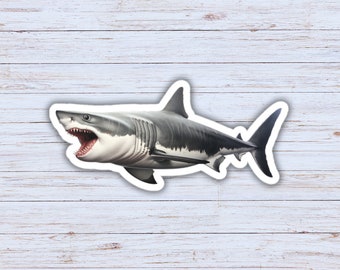 Shark Sticker, PC Decal, Laptop Sticker, Animal Sticker, Wildlife, Ocean Life, Sea Creature Sticker, Great White Shark, Realistic Shark
