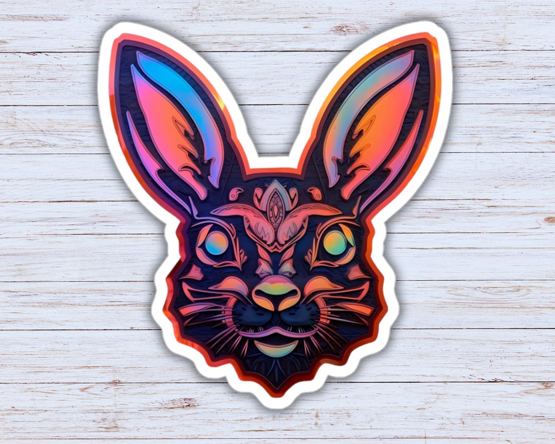 Dark Rabbit Stickers Dark Rabbit Head Carnival Glass Sticker, Rabbit Art, Cute Bunny Sticker ...