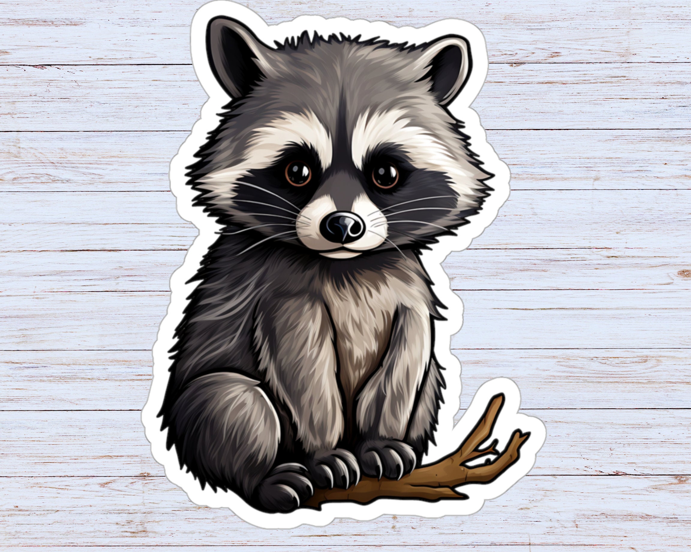 Raccoon Sticker, Wildlife Cute Raccoon Laptop Vinyl Sticker, PC Decal ...