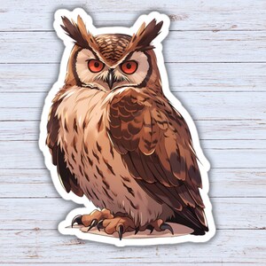 Great Horned Owl Sticker, Wildlife Sticker, PC Decal, Laptop Sticker, Animal Sticker, PC Case Decal, Cute Animal Sticker, Vinyl Sticker