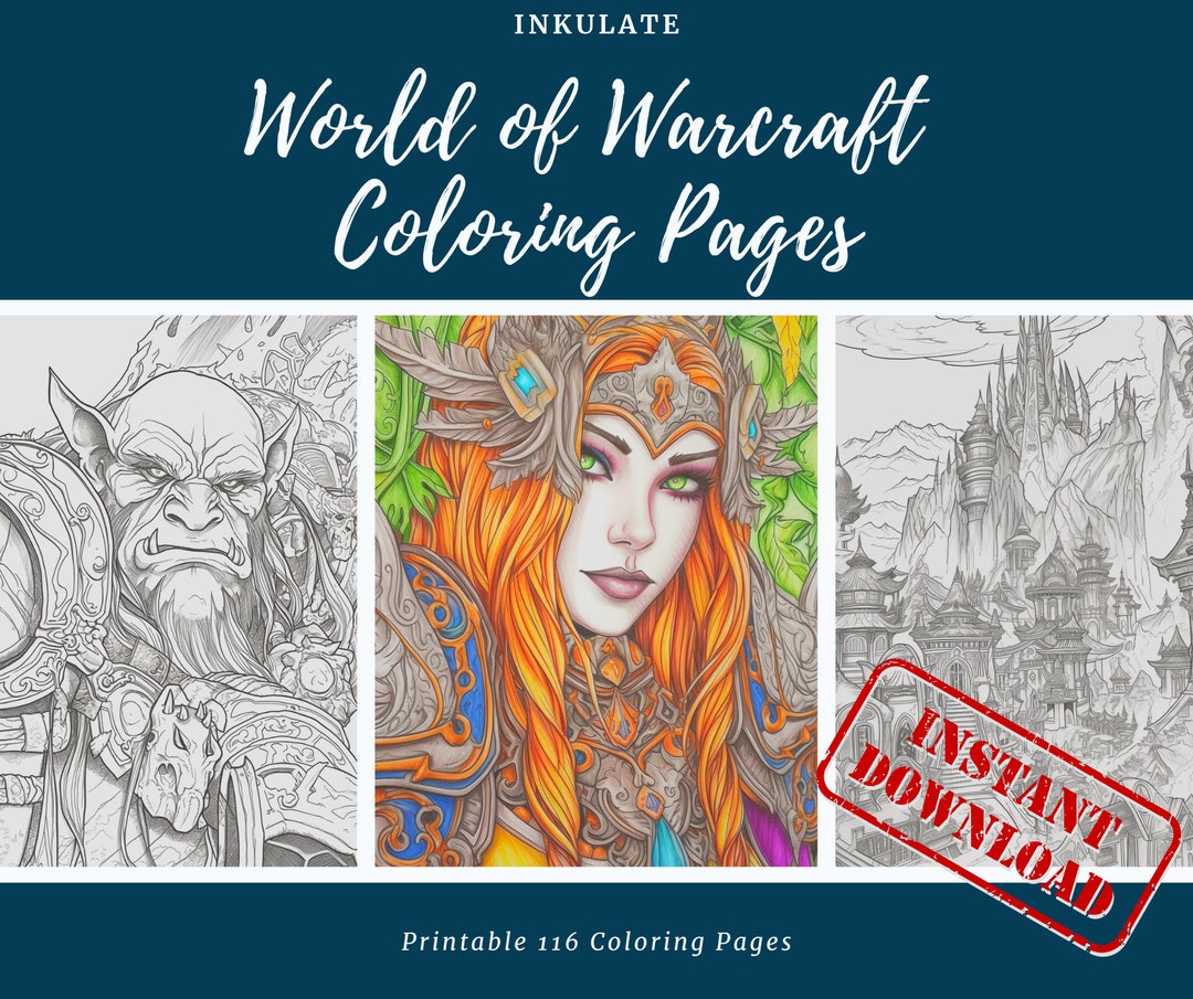 World Of Warcraft Printable 116 Coloring Pages Adults Instant Digital World Of Warcraft Printable 116 Coloring Pages Adults Instant Digital