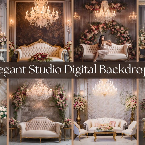 32 x Elegant Studio Digital Backdrops, Studio Backdrop Overlays, Fine Art Textures, Photoshop Overlays