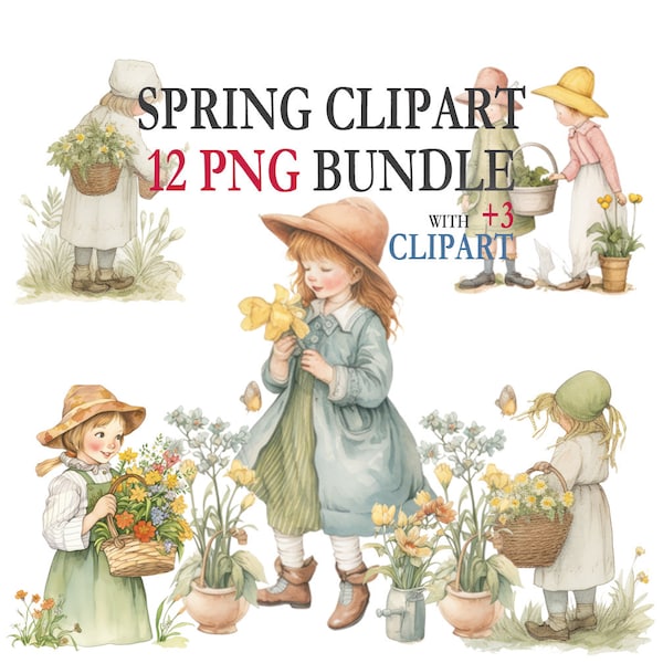 Spring Season Clip art Bundle: 12 High-Res PNG Transparent Background Springtime Clipart Perfect for wedding, spring, Free commercial use