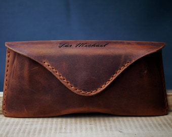 Personalized Leather Sunglasses Case - Custom Engraved Gift for Him or Her