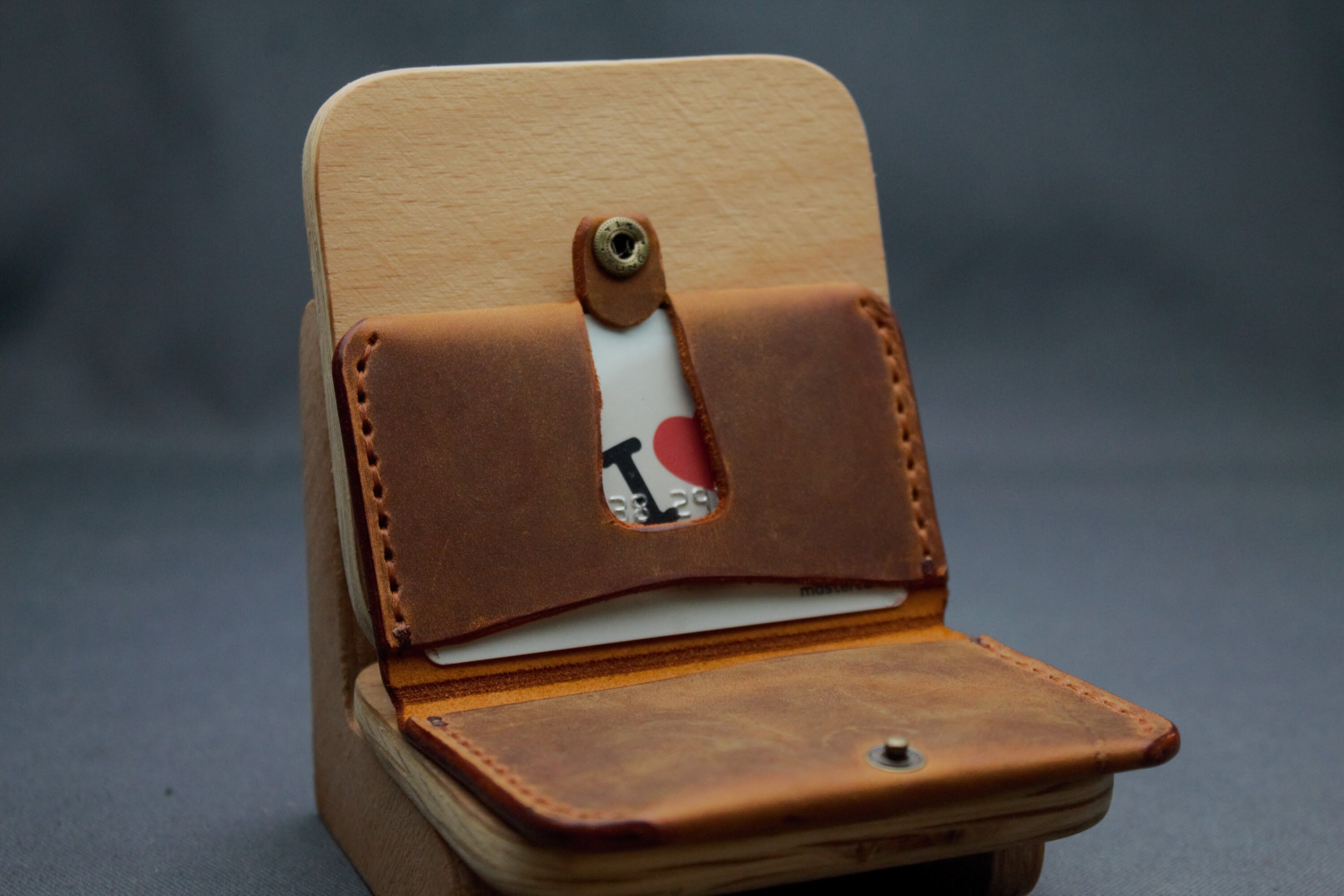 Wallet with pocket and tab in Brown