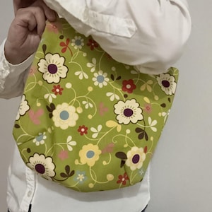 Sac fourre-tout rond à motif floral fabriqué au Japon, joli sac à déjeuner pour le shopping et les loisirs