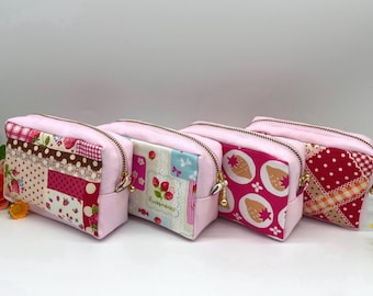 Square pouch, cute pouch, palm-sized, made in Japan, cosmetic pouch, accessory case, C