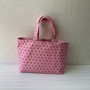 Sac fourre-tout à motif japonais, boîte à déjeuner à motif de feuille de chanvre, fabriqué au japon, sac à déjeuner de loisirs pour shopping