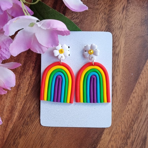 Rainbow earrings, pride lgbtq earrings, rainbow jewellery, dangle earrings, statement earrings, gifts for her, nickle free stud earrings