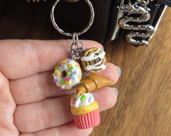 Sweet Treats Keyring, Polymer Clay Food Bag Charm, Food Lover