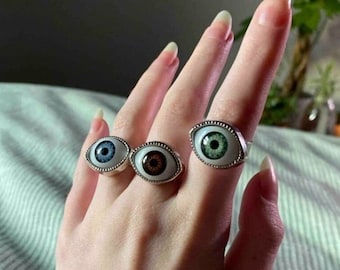 Eye Ring-Evil Eye Ring-Eyeball Ring-Eye Ring Realistic-Mal De Ojo-Gold Eye Ring-Statement Ring-Eye Jewelry-Silver Ring-Gift for Her