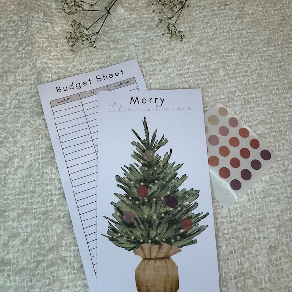 Merry Christmas Weihnachtschallenge mit Klebepunkten A6 mit Budget Sheet