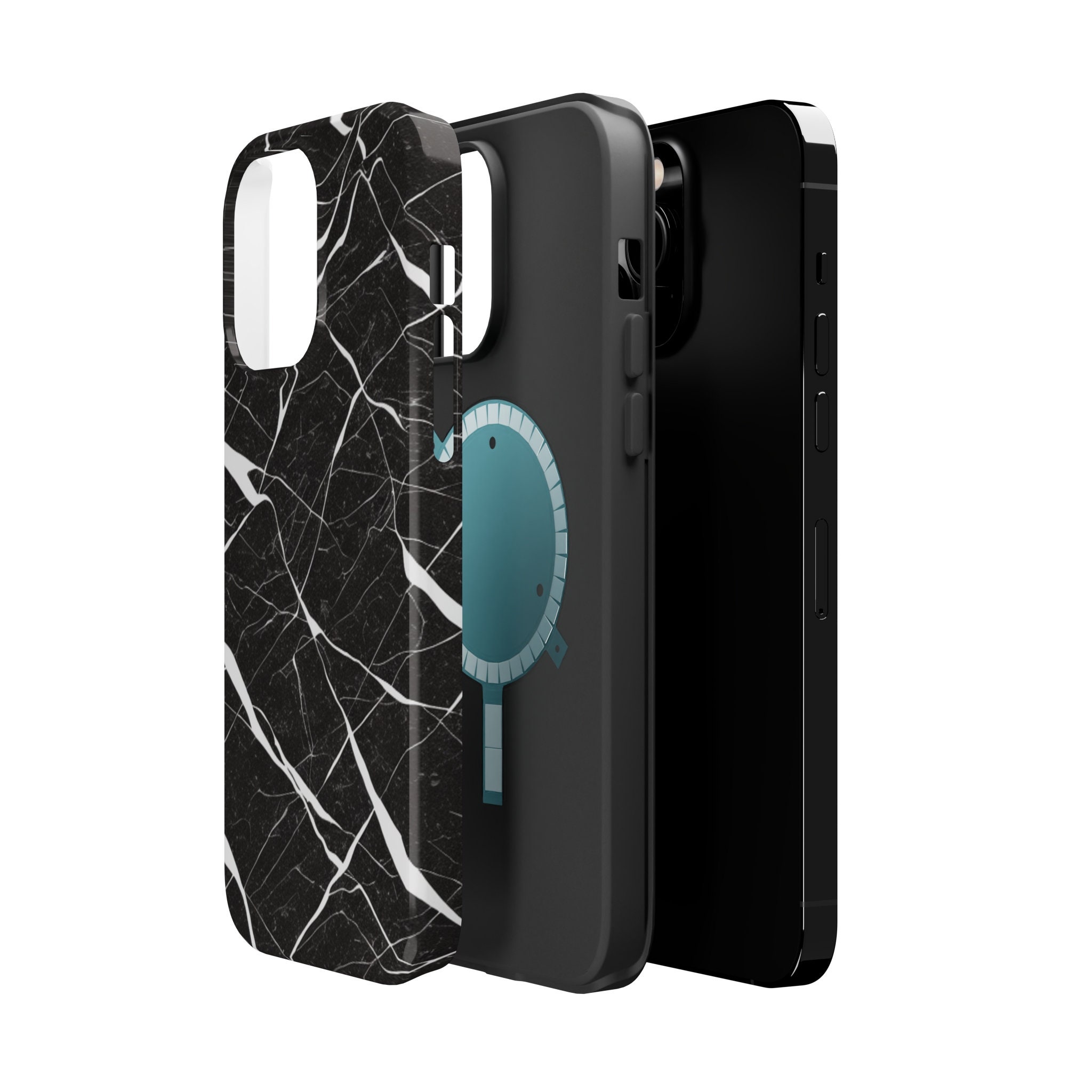 Black Marble Magsafe iPhone Case Wireless Charging iPhone Case Black