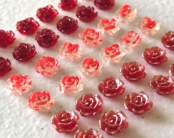 Red Roses Nail Charms, 36 pcs., DIY Charms, Resin Art, Phone Case Decorations, Junk Journal Supplies