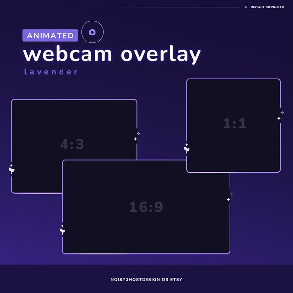 Animated Webcam Overlay Lavender | Twitch Youtube Vtuber | Sparkle | Stars | Simple | Purple | Plant | Floral | Digital Art