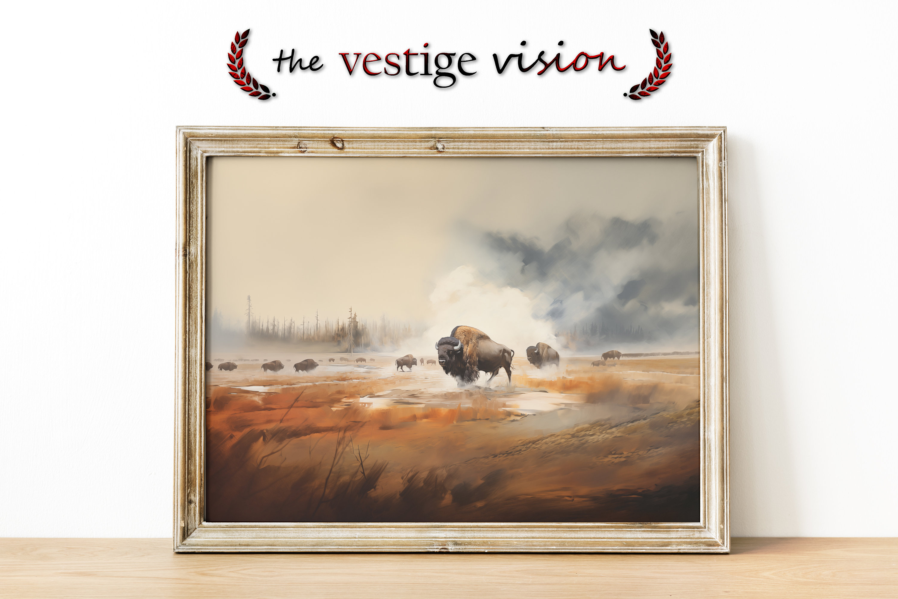 Bison in the Mist | Yellowstone Park | Geyser | Oil Painting | Nature ...