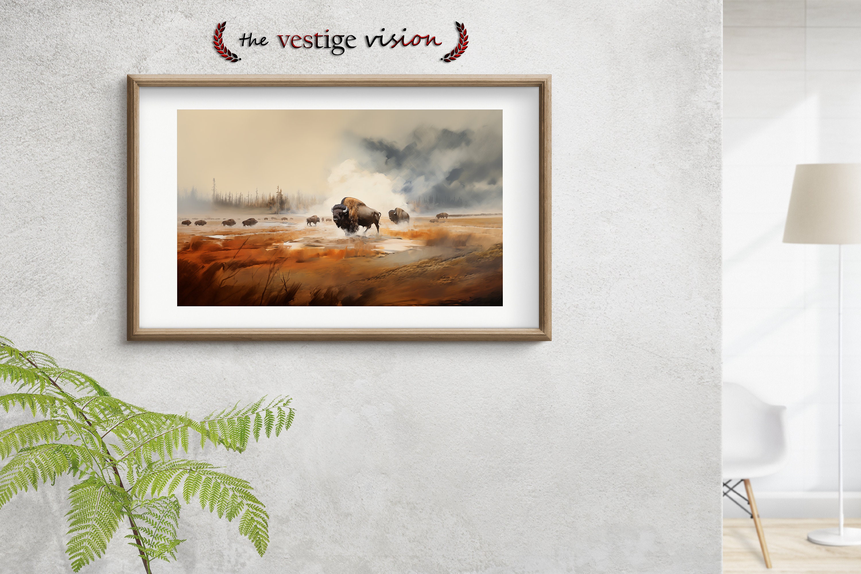 Bison in the Mist | Yellowstone Park | Geyser | Oil Painting | Nature ...