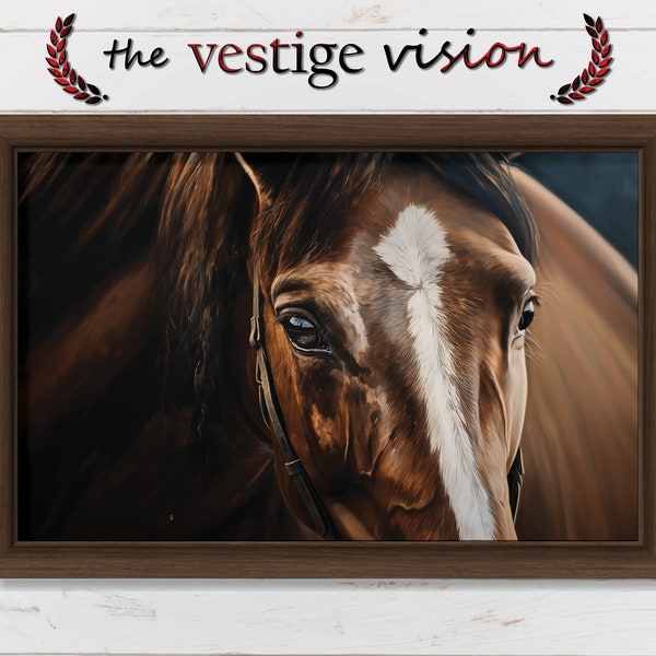 Stallion's Eyes | Horse Portrait | Realistic Painting | Animal Nature | Wall Art | Dramatic | Digital Download, Printable up to 36"w x 24"h!