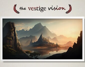 Distant Ancient Ruins | Oil Painting | Fantasy City | Desert Kingdom | Fictional Wall Art | Digital Download Printable up to 48"w x 24"h!