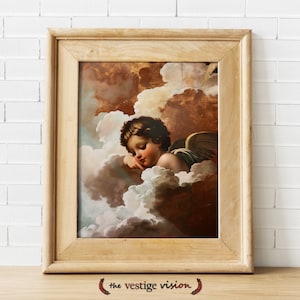 Watchful Cherub | Cute & Curious | Heavens | Painting | Michelangelo | Digital Download Printable up to 36&quot;w x 54&quot;h!