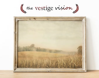 Cornstalk Farm Vintage Wall Art | Cornfield | Landscape Painting | Muted Tones | Digital Download, Printable up to 36"w x 24"h!