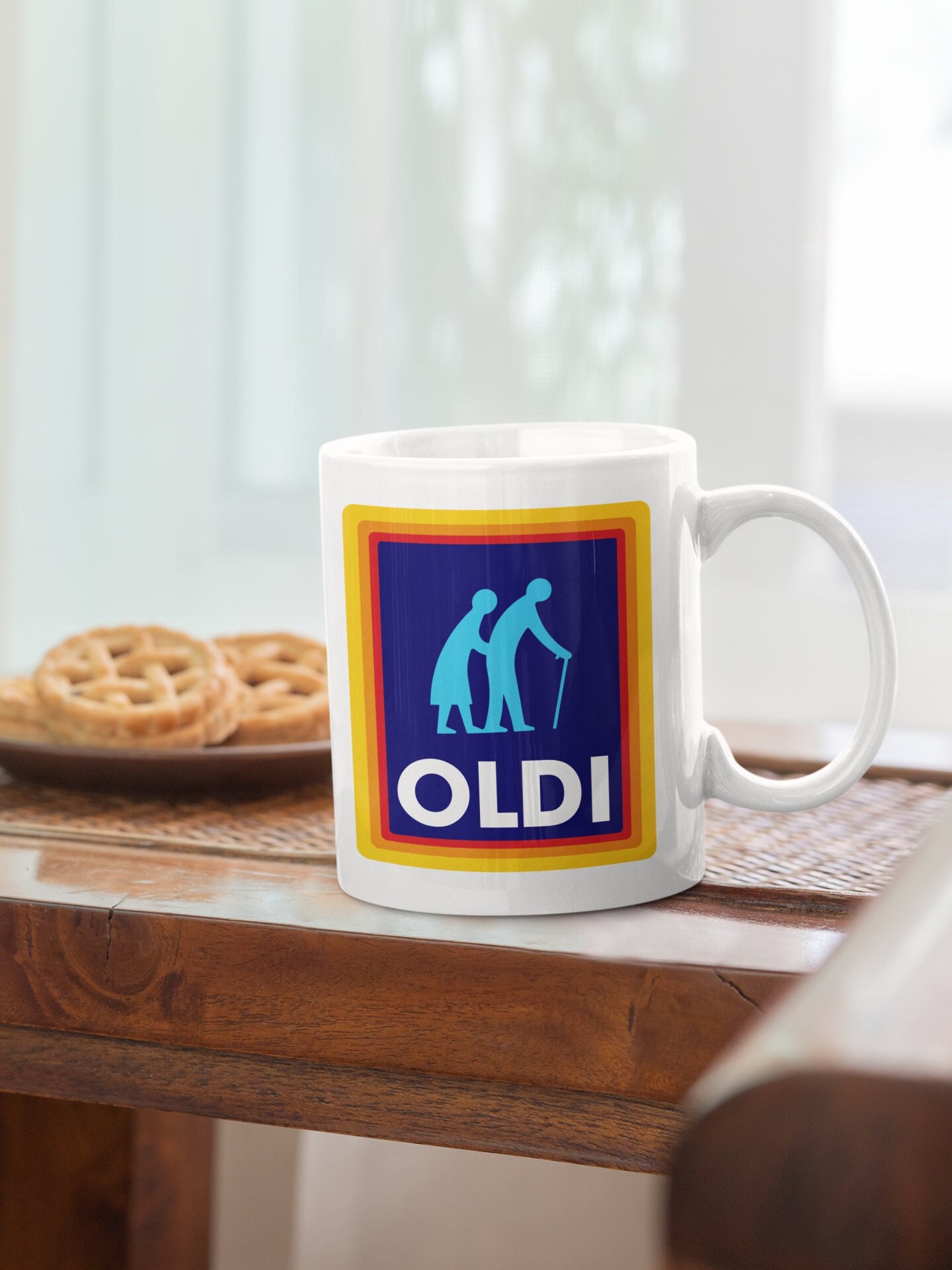 (Blue Handle) Oldi Mug- Birthdays Christmas Funny Gift Presents