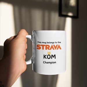 Strava KOM Becher, Strava Kaffeebecher, Radfahrer Geschenk, Strava Laufgeschenk, Fahrradbecher, Radsportgeschenke, Strava Geschenk