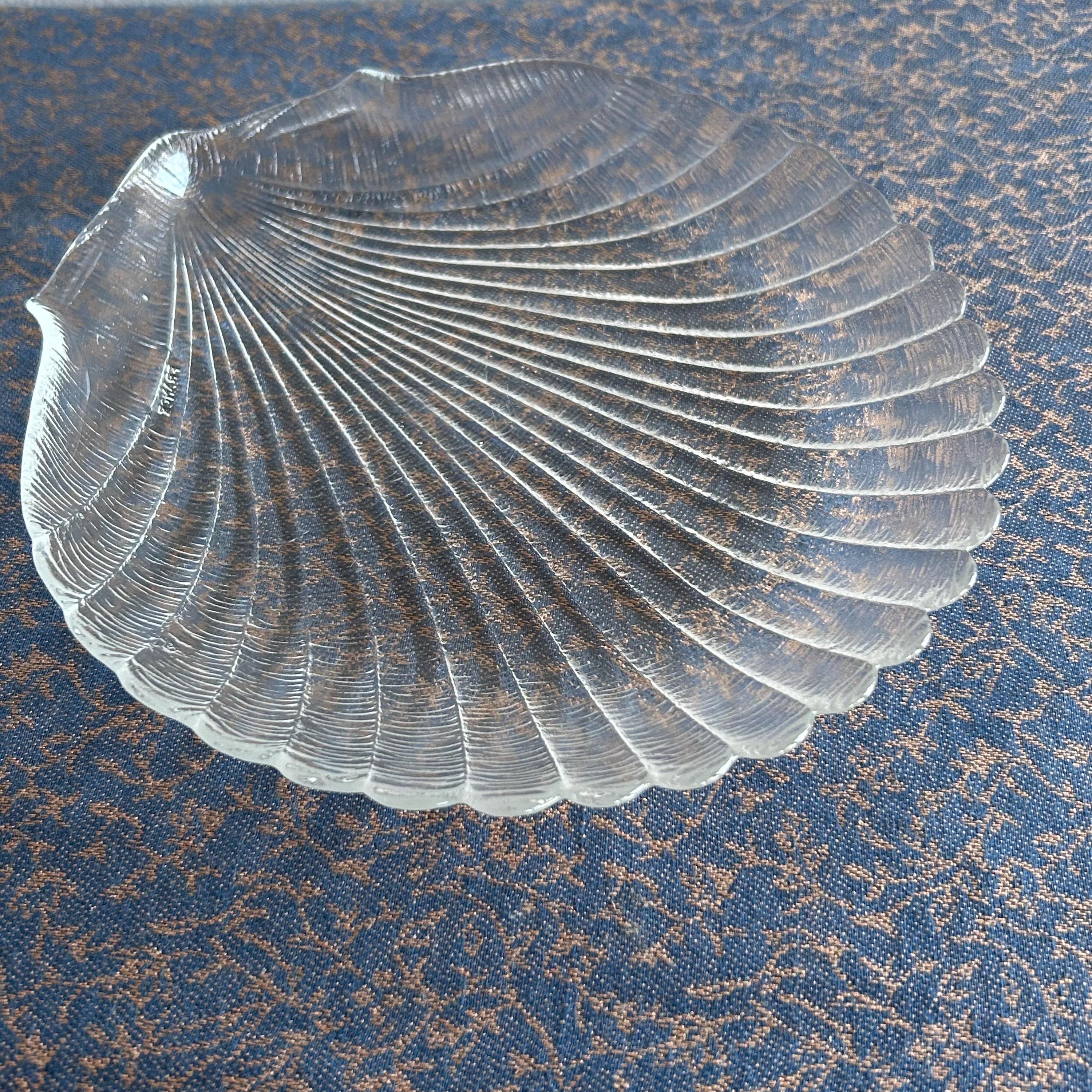 Vintage Glass Seashell Plate - Retro Decorative Glassware, Shell Shaped ...