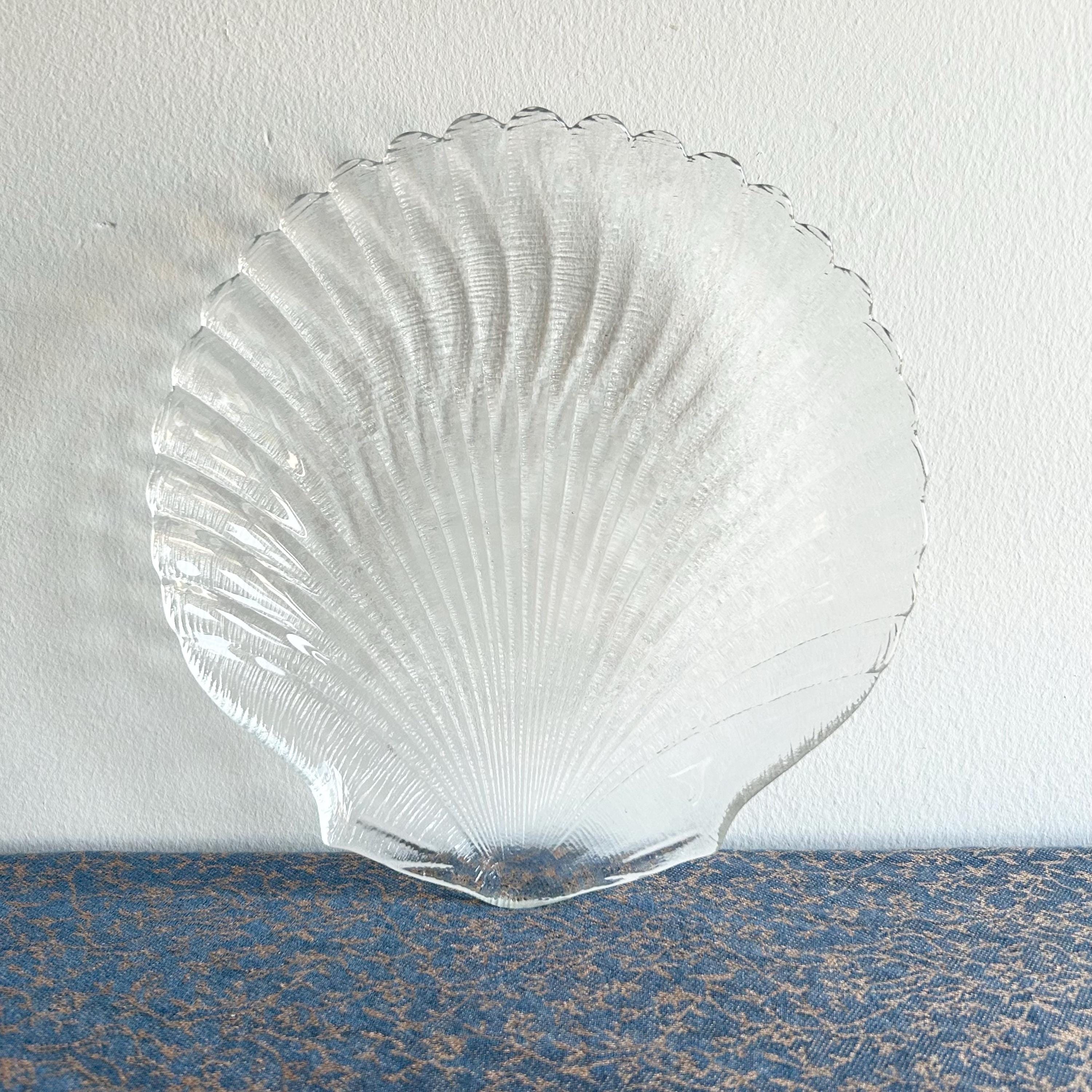 Vintage Glass Seashell Plate - Retro Decorative Glassware, Shell Shaped ...