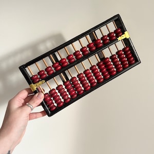 Vintage Decorative Abacus - Wooden Ornamental / Wall Decor - Mid Century, Lotus Flower Brand, People’s Republic of China - Lacquerd Wood