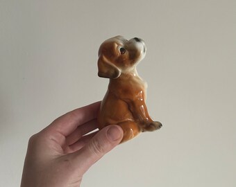 Vintage Boxer Puppy Figurine - Ceramic Home Decor - Sweet Doggy Ornament, Kitsch Retro Quirky Cute Dog Figure, Living Room / Lounge Homeware