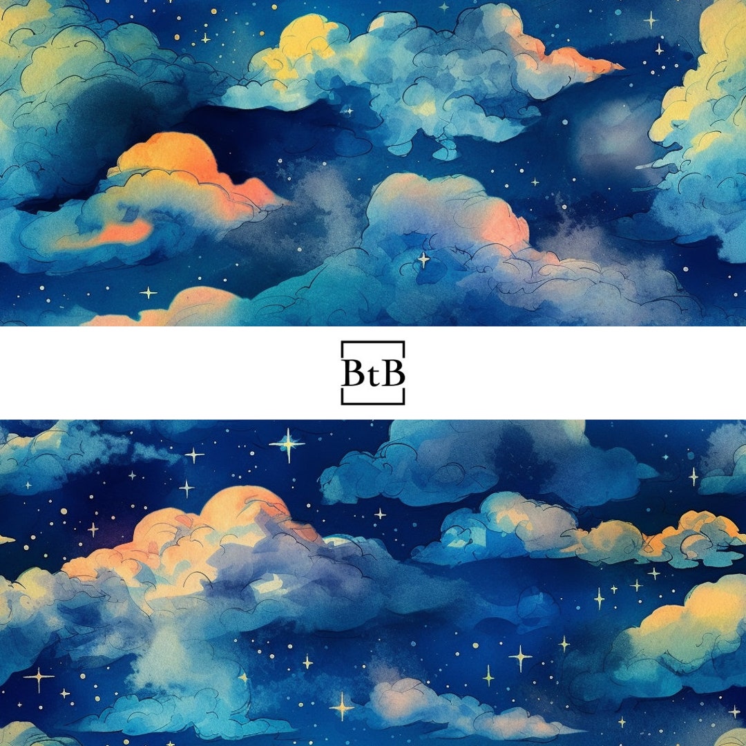 Seamless Night Sky & Clouds - Digital Art Tile Pattern / Repeating ...