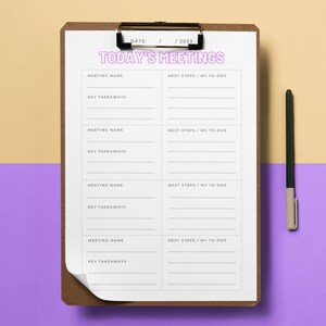 Quick & Easy Printable PDF Meeting Minutes Template, Document, Meeting Notes, Business Management, Note Taking, 2023 Planner