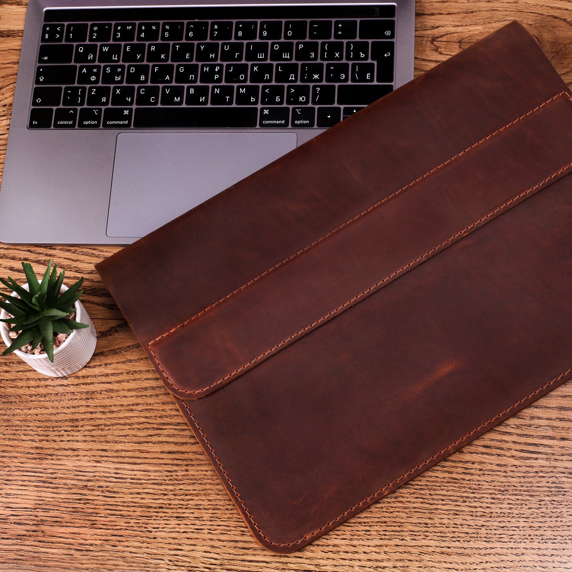 Personalized Leather Laptop Sleeve, Custom Laptop Case, Protective