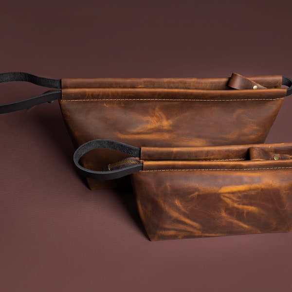 Leather Engraved Dopp Kit Etsy