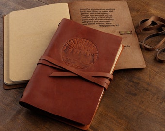 Personalisiertes Ledertagebuch, Braunes graviertes Ledertagebuch mit Initialen und Nachricht, Personalisiertes Ledertagebuch für Männer, Reisetagebuch