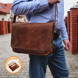 Leather Laptop Bag, Leather Office Bag for Man, Briefcase Bag, Personalized Leather Messenger Bag, Leather Briefcase for Men Leather Satchel image 1