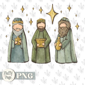 Oh komm, lass uns ihn anbeten PNG, weise Männer Weihnachten, Jesus ist geboren, christliche Feiertage, Hand gezeichnet, Sublimationsdesign, benutzerdefinierter Druck