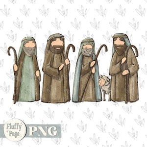 Weihnachten Hirten PNG, lassen Sie uns ihn anbeten, Bibelvers, Jesus ist geboren, christliche Feiertage, Hand gezeichnet, Sublimationsdesign, benutzerdefinierter Druck