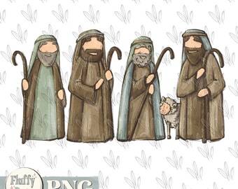 Christmas shepherds PNG, let us adore him, bible verse, Jesus is born, Christian Hollidays, Hand Drawn, Sublimation design, custom Print