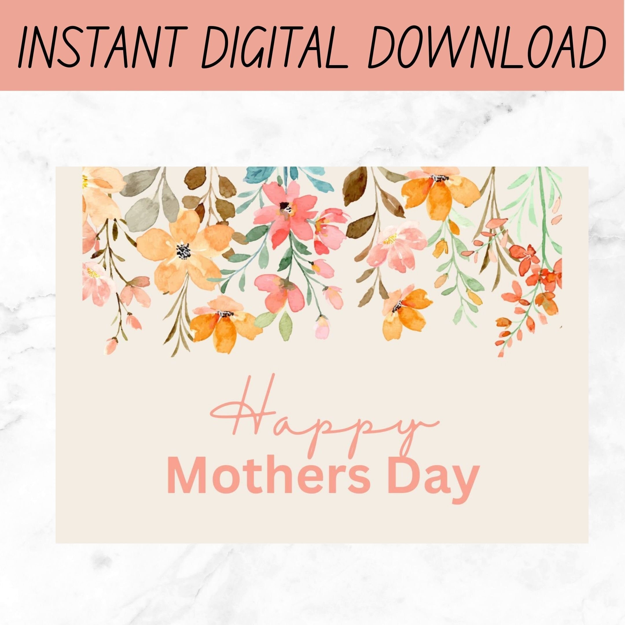 Printable Mothers Day Card, Digital Download, Mum, Mother's Day Card ...
