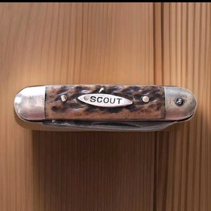 Antique AW WADSWORTH Germany Tiny Miniature SCOUT Jack Knife Jigged Bone Handles