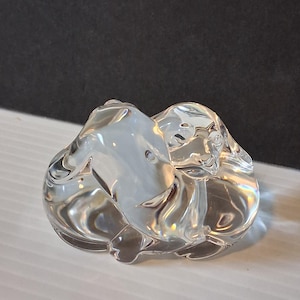 Steuben Crystal Puppy Love - Dogs Puppies Paperweight Steuben Art Glass Artist Signed