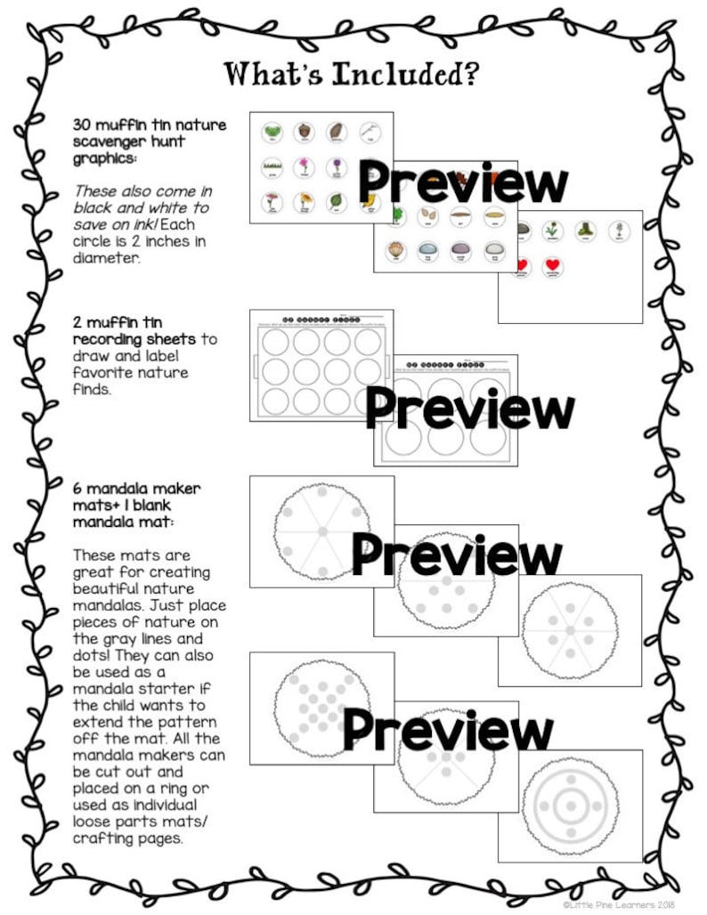 Muffin Tin Scavenger Hunt and Mandala Maker Sheets Etsy