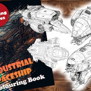 Spaceship Colouring Book, 38 Pages, Printable PDF, Children and Adults, space, Instant Download, industrial, spaceships, sci-fi
