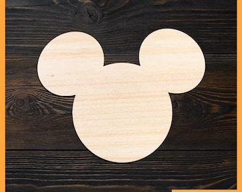 Mickey Mouse Wood Cutout, Unfinished Plywood, Disney Craft Shapes