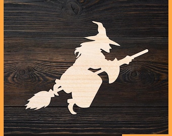 Halloween-heksenknipsel, seizoensgebonden lasergesneden onafgewerkte houtvormen, doe-het-zelfpersonagevormen